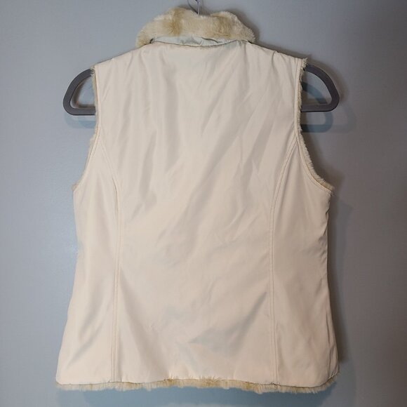 Kristen Blake Vest Womens‎ Large Beige Faux Fur Lined Reversible Cozy Luxury - Picture 9 of 12